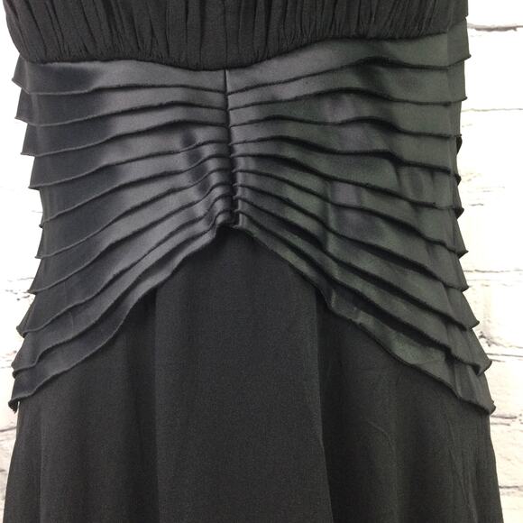 Tadashi Silk Halter Black Midi Open back Holiday Party Classy Cocktail Dress 8 - Picture 3 of 12